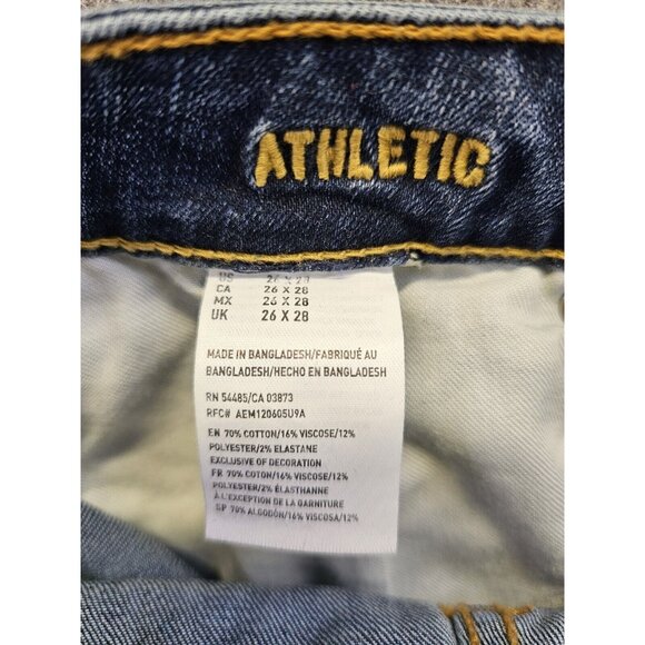 American Eagle Jeans Mens Size 26x28 (27x27) Dark Wash Fade Active Flex Athletic - Picture 6 of 10